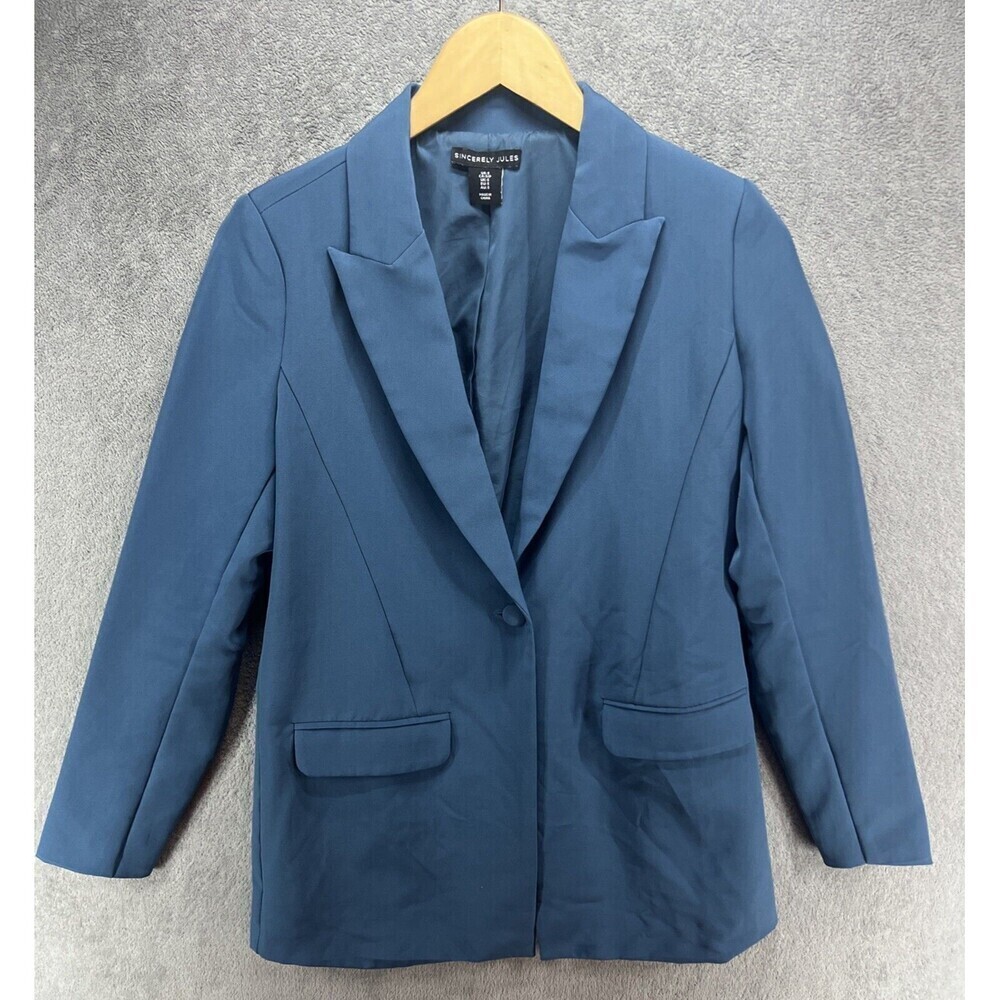 NWOT Sincerely Jules Women’s Blue Blazer 1 Button‎ Size Small